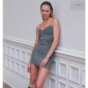 Alo Yoga - Denim Knit Mini Dress - Steel Grey/Anthracite - Size L - NWT